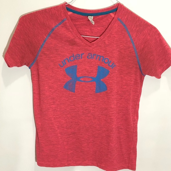 Under Armour Girls Heather Red/Pink Tshirt - Picture 1 of 3